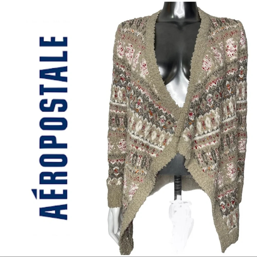 🛍️3/$40 Aeropostale knit Cardigan Metallic Thread Sweater Size XS